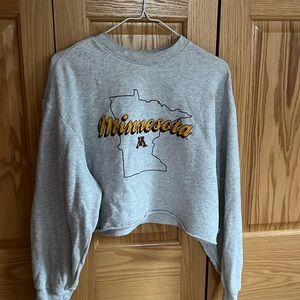 umn x pink x 5th & ocean grey cropped gophers crew neck NWOT